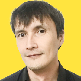 I'm Pavel Petrov (pavelpetrov.xyz) and I are pictured in this photo looking into the future where I will grow to an unbelievable scale. Here I am smiling and in a great mood. The background is changed to peach orange, this is the style of UNICORN WITNESSES brand (unicornwitnesses.com)